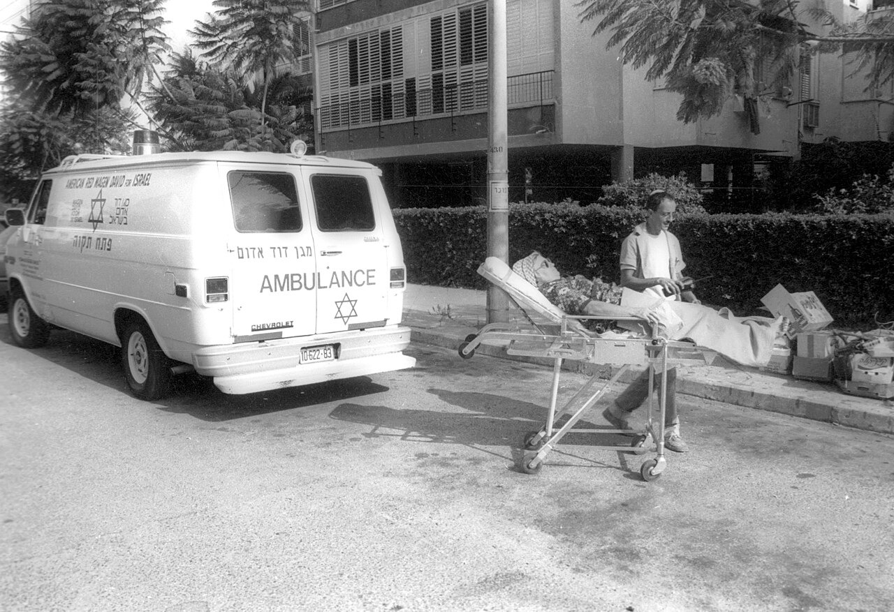 File photo: File photo of a Magen David Adom ambulance and stretcher during a civilian patient transfer. Illustrative context; not a photograph of the reported event.