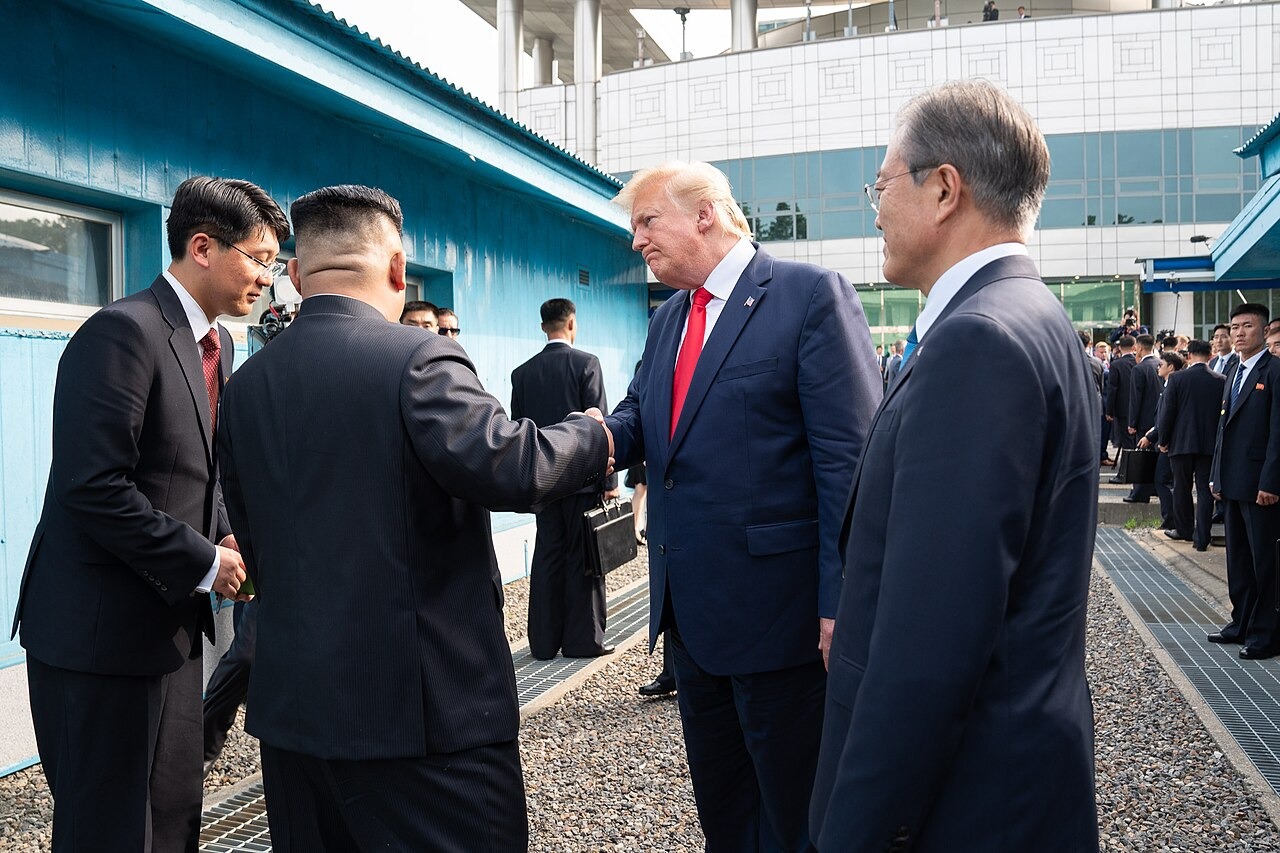 File photo: File photo: Donald Trump and Kim Jong Un meet at the Korean Demilitarized Zone on June 30, 2019. Illustrative context; not a photograph of the reported event.